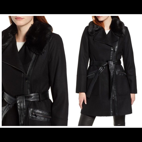 via spiga faux fur trim puffer jacket